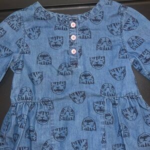 Cat & Jack Light Blue Denim Dress with Cat Pattern